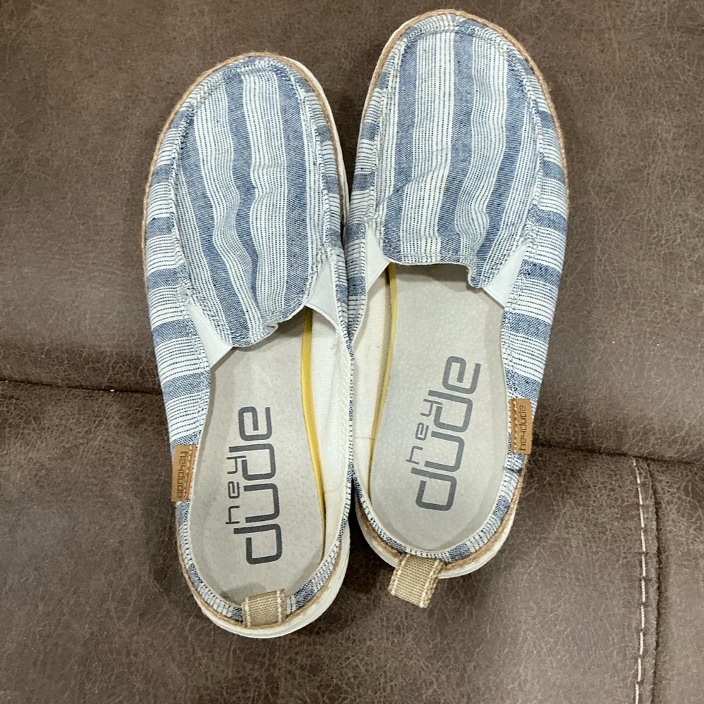 Hey Dude Kids White and Blue Moccasins